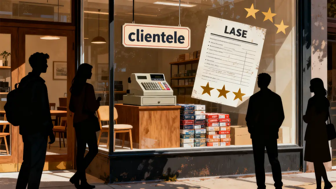 Vitrine illustrant les éléments d'un fonds de commerce