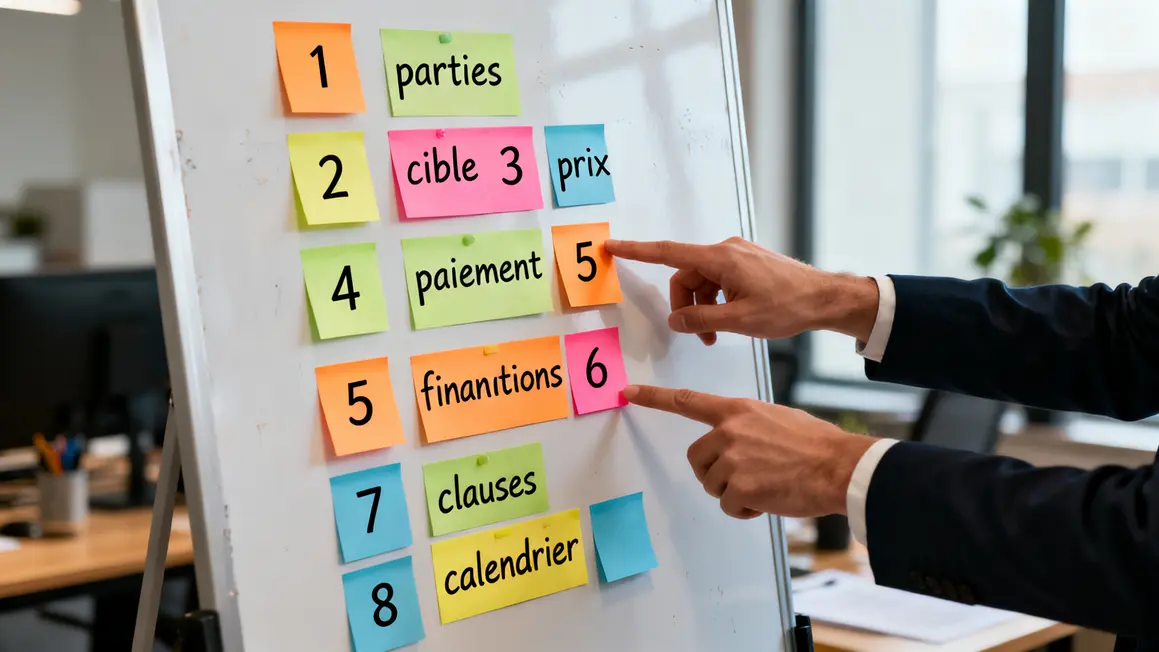 tableau blanc post-it elements LOI reprise entreprise
