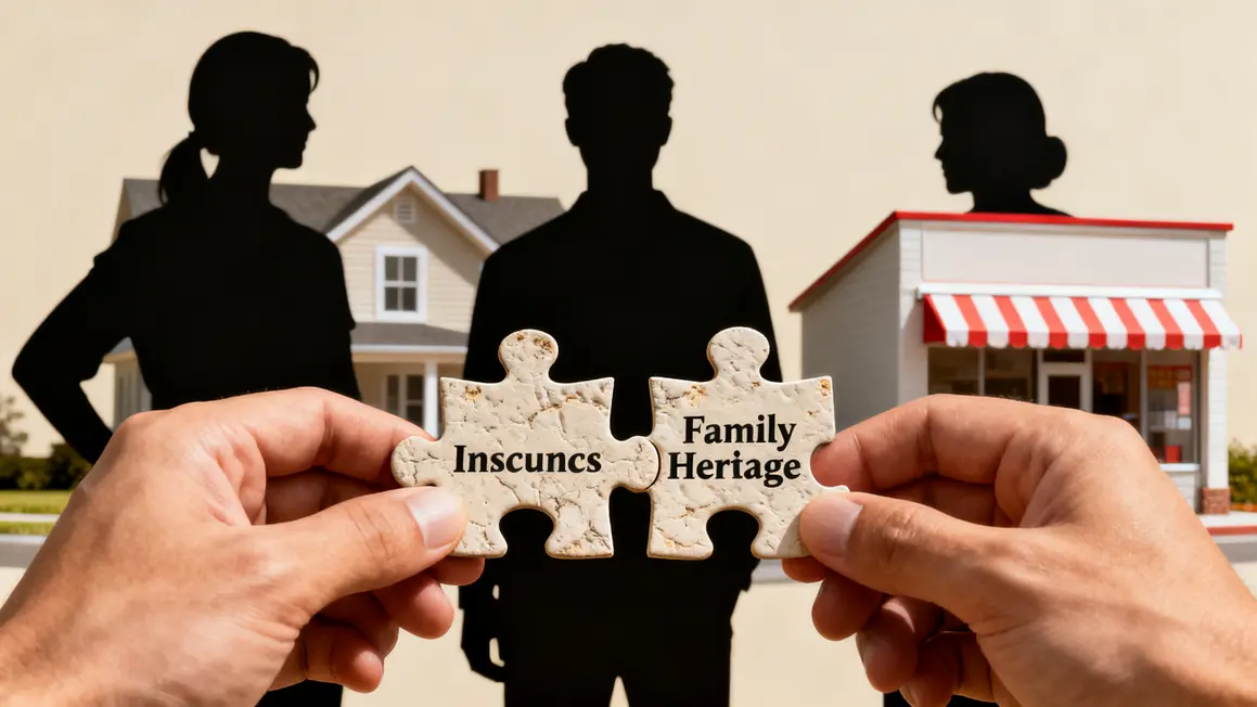 Trois silhouettes avec puzzles finances famille patrimoine, maison et PME
